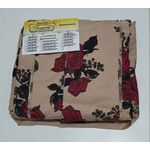 Lençol Malha Queen Estampado Florido Rosas vermelhas com fundo Areia e 2 fronhas