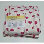Lençol Malha Super King Estampado Coração Pink Fundo Marfim com 2 fronhas 