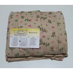 Lençol Malha Super King Estampado Galho Flores Rosa fundo Areia com 2 fronhas