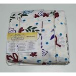 Lençol Malha Super King Estampado Florido Verde Azul fundo Marfim com 2 fronhas