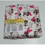 Lençol Malha Queen Estampado Minie com fundo marfim