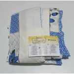 Lençol Malha Queen Estampado Florido Azul com fundo Marfim