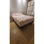 Lençol Malha Queen Estampado Coração Vermelho com fundo marfim