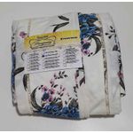 Lençol Malha Queen Estampado Florido Azul com fundo marfim