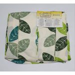 Lençol Malha Queen Estampado Folhas Verdes com fundo Marfim elástico com 2 Fronhas 