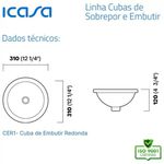 Cuba De Embutir Redonda 31cm Louça Pia Banheiro Lavabo Icasa