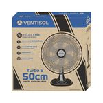 Ventilador de Mesa Preto Turbo 50cm 6 Pás Oscilante Ventisol