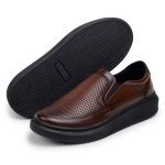 Sapatenis Tênis Masculino Iate Slip-on Estampa Pinhão 100% Couro Legitimo 2500