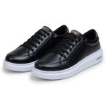 Sapatenis Masculino Leve Confortável Em Couro 100% Legitimo Parra Boots- Preto/Branco