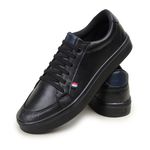 Kit Tênis Slip Casual Masculino Leve e Confortável + Carteira + Relógio + Meia - Preto/Preto