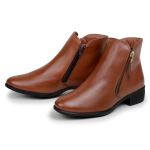 Bota Feminina Chelsea Com Zíper Lateral Cano Curto Couro 100% Legítimo
