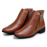 Bota Feminina Chelsea Com Zíper Lateral Cano Curto Couro 100% Legítimo