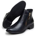 Bota Feminina Chelsea Com Zíper Lateral Cano Curto Couro 100% Legítimo