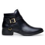 Bota Feminina Chelsea Com Fivela Lateral Cano Curto Couro 100% Legítimo