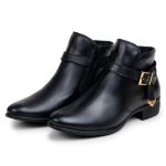 Bota Feminina Chelsea Com Fivela Lateral Cano Curto Couro 100% Legítimo