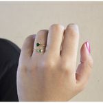 Anel Ajustável Com Zircônias Verde Aqua e Peridoto By Kumbayá Joias