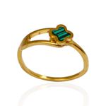 Anel Dois Fios com Trevo Verde Semijoia Aço Inox Dourado