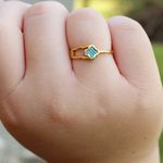 Anel Dois Fios com Trevo Verde Semijoia Aço Inox Dourado