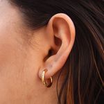 Brinco Argola Média Aço Inoxidável Dourado