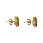 Brinco Trevo Verde Aço Inoxidável Dourado