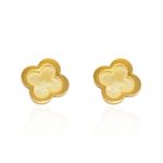Brinco Trevo Liso Aço Inoxidável Dourado