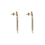 Brinco Retangular Branco Esmaltado Aço Inoxidável Dourado