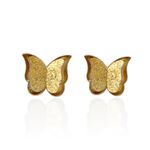 Brinco Borboleta Pequena Texturizada Aço Inoxidável Dourado 