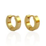 Brinco Argola Larga Pequena Aço Inoxidável Dourado 
