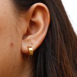 Brinco Argola Larga Pequena Aço Inoxidável Dourado 