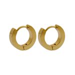 Brinco Argola Larga Pequena Aço Inoxidável Dourado 