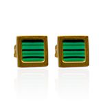Brinco Quadrado Verde Aço Inoxidável Dourado