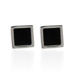 Brinco Quadrado Preto Aço Inoxidável 