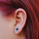 Brinco Quadrado Preto Aço Inoxidável 