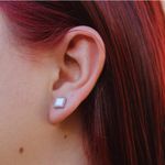 Brinco Quadrado Branco Aço Inoxidável