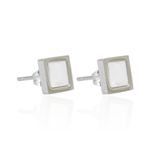 Brinco Quadrado Branco Aço Inoxidável