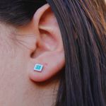 Brinco Quadrado Verde Aço Inoxidável 