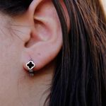 Brinco Argola Trevinho Preto Aço Inoxidável