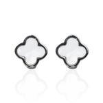 Brinco Mini Trevo Branco Aço Inoxidável 