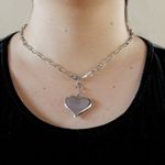 Colar Elo Cartier e Pingente Coração Aço Inoxidável 