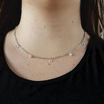 Choker Zircônias Penduradas Aço Inoxidável 