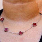 Colar Trevo Grande Vermelho Aço Inoxidável 