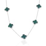 Colar Trevo Grande Verde Aço Inoxidável 