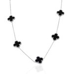 Colar Trevo Grande Preto Aço Inoxidável 