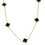 Colar Trevo Preto Aço Inoxidável Dourado