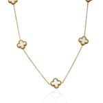 Colar Trevo Branco Aço Inoxidável Dourado