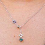 Colar Gravata com Trevos Verde Aço Inoxidável 