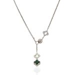 Colar Gravata com Trevos Verde Aço Inoxidável 