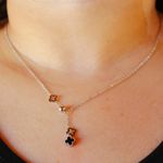 Colar Gravata com Trevos Preto Aço Inoxidável 