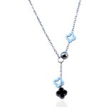 Colar Gravata com Trevos Preto Aço Inoxidável 