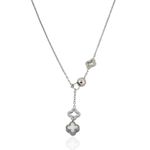 Colar Gravata Com Trevos Branco Aço Inoxidável